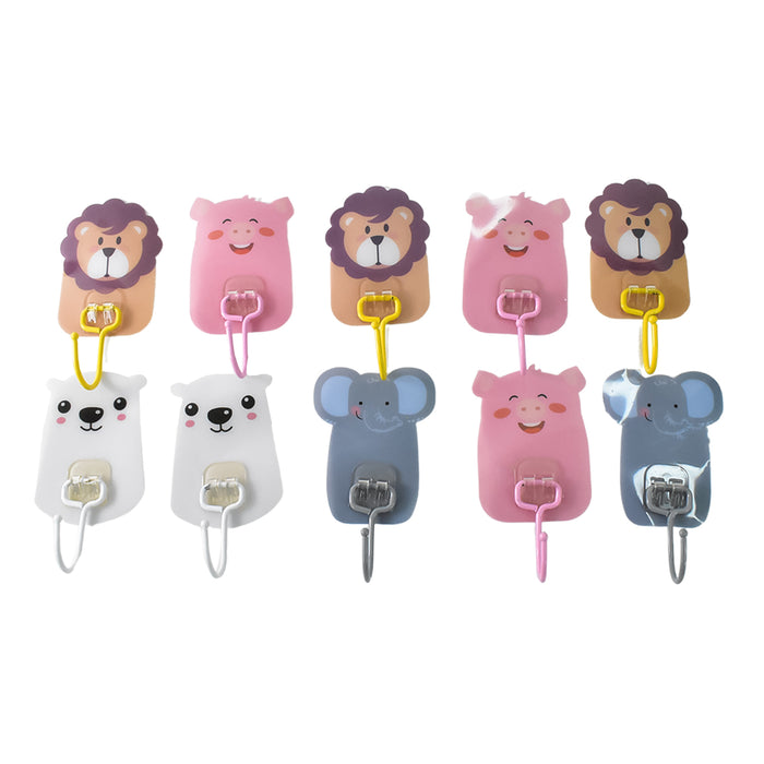 Wall Mounted Cartoon Hooks Self Adhesive Hooks (10 Pcs Set)