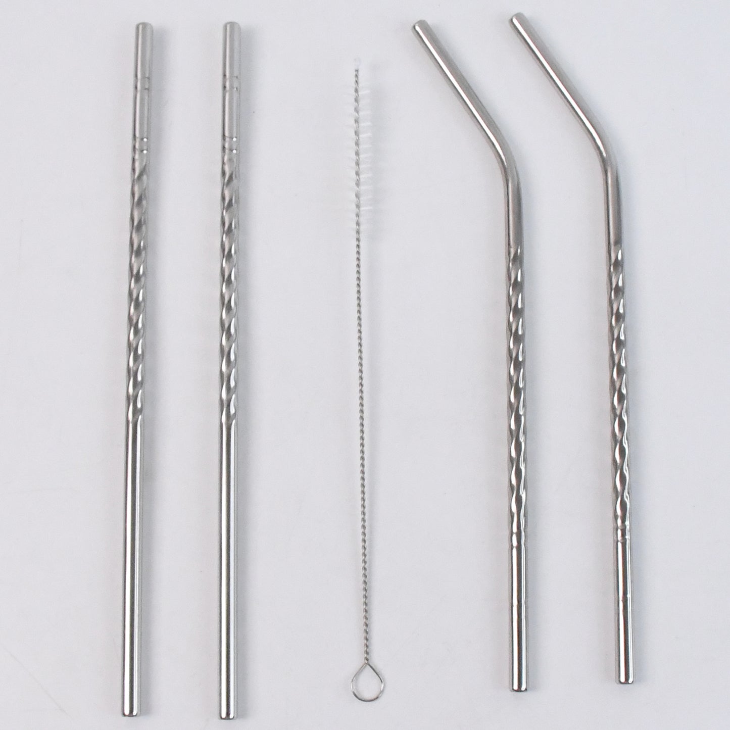 Reusable Stainless Steel Straws Set of 5 (2 Straight straws, 2 Bent straws, 1 Brush)