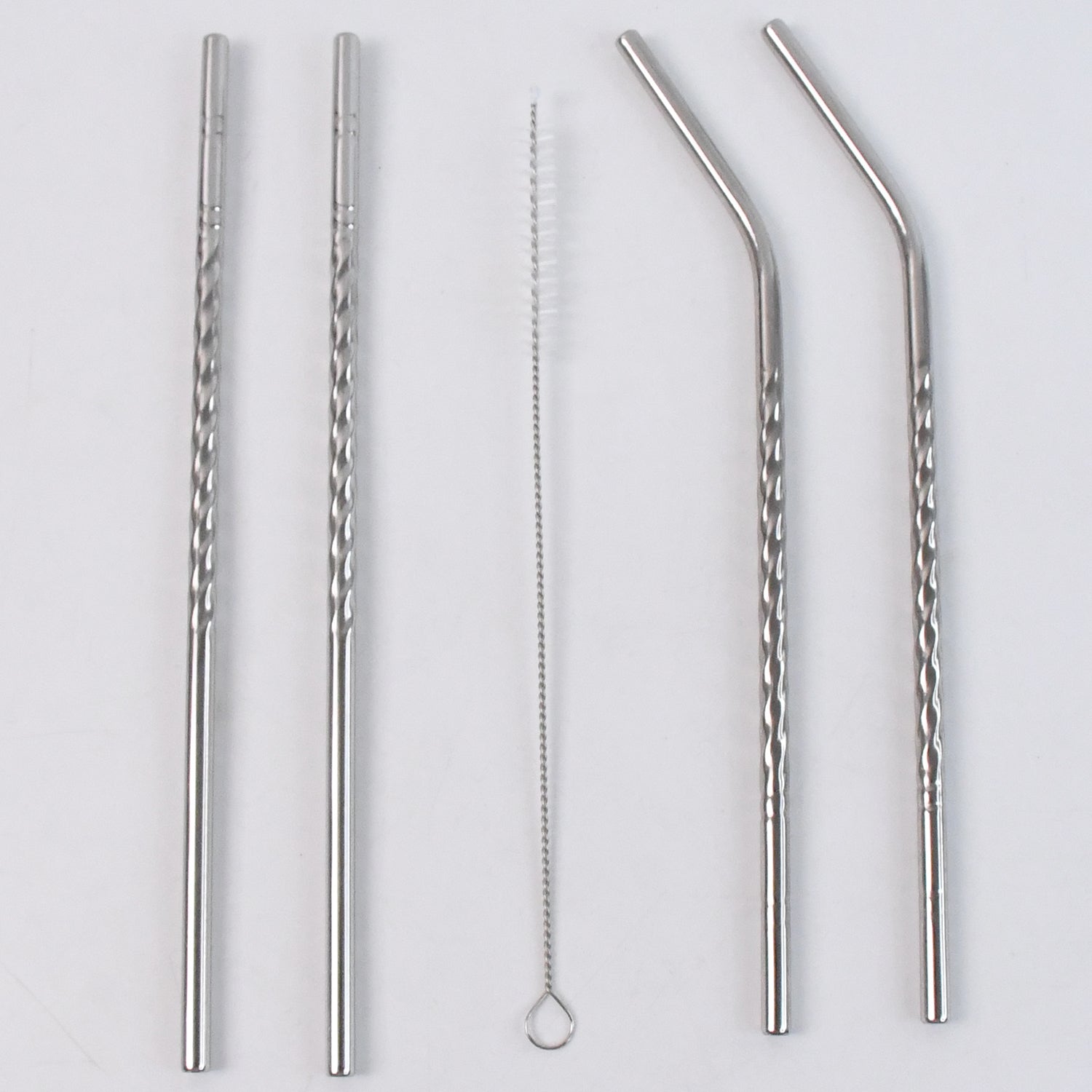 Reusable Stainless Steel Straws Set of 5 (2 Straight straws, 2 Bent straws, 1 Brush)