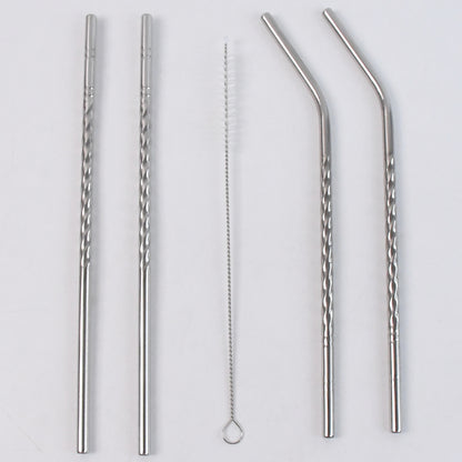 Reusable Stainless Steel Straws Set of 5 (2 Straight straws, 2 Bent straws, 1 Brush)