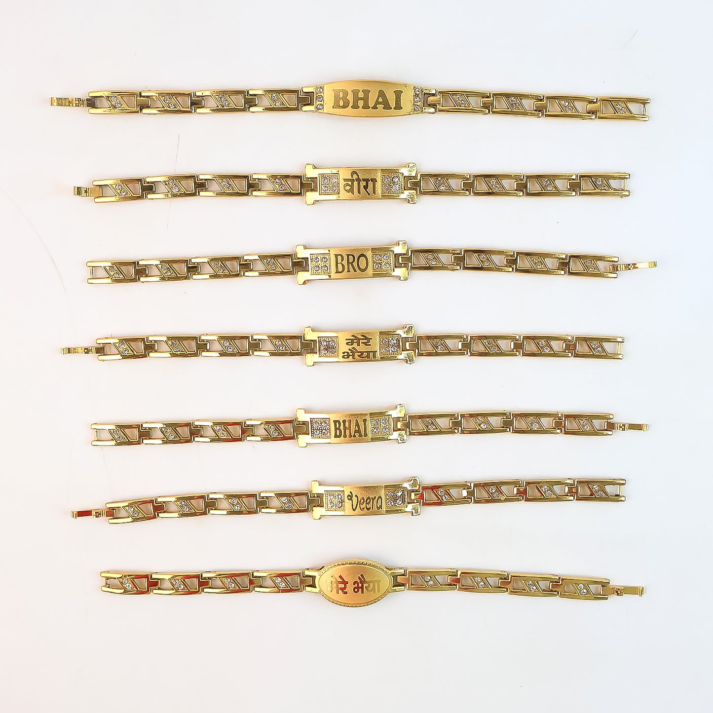 Metal Rakhi Bracelet for Brother Chain Rakhi With Wording (Mix Design /1 Pc)