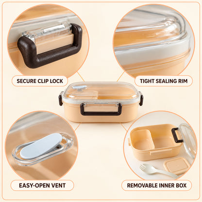 Leak-Proof Lunch Box – 2 Compartments with Spoon