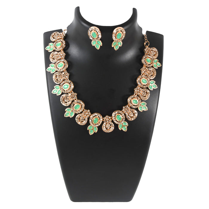 Green & White Diamond Necklace Set