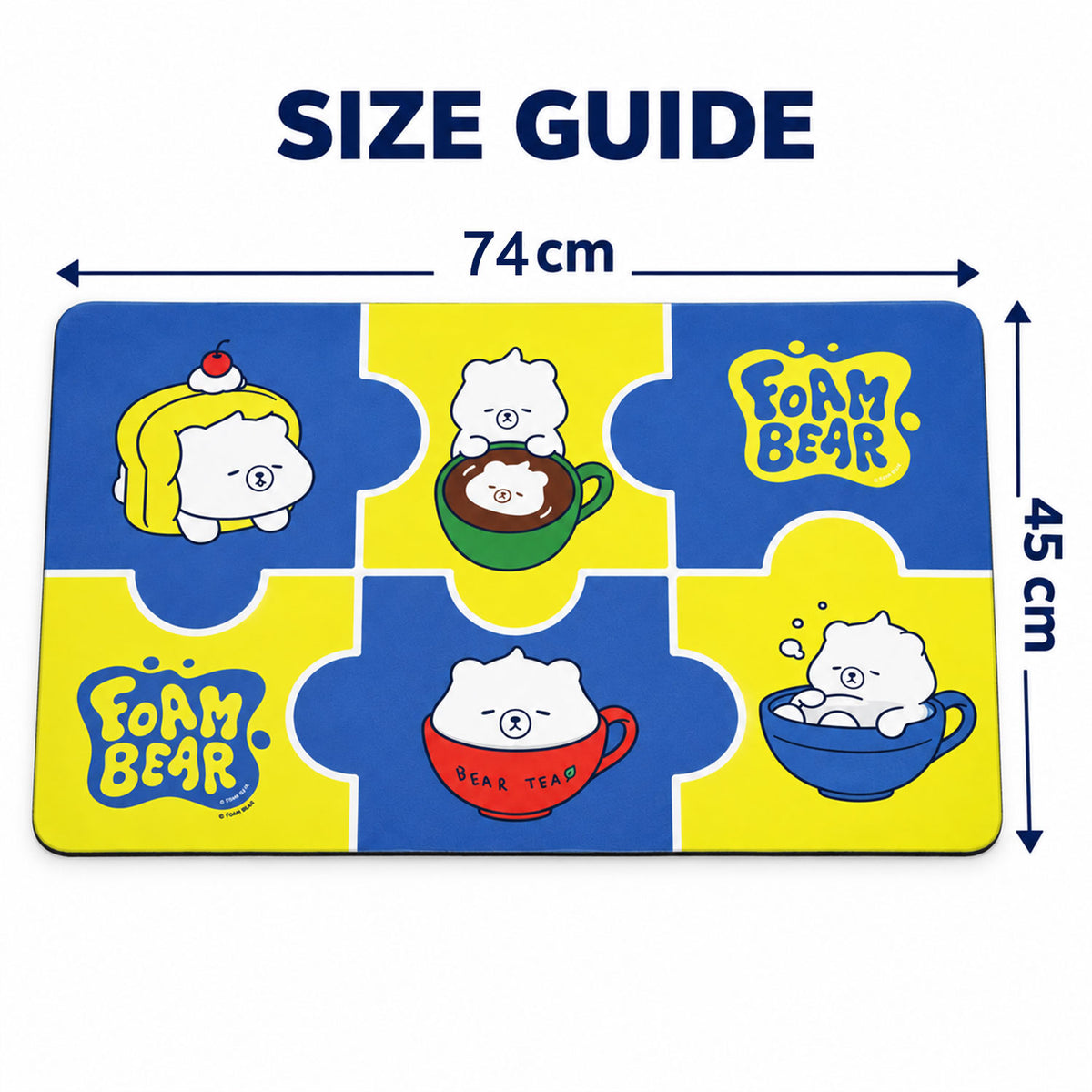 Absorbent Bathroom Mat, Cute Cartoon Bear Print Quick Dry Mat (1 Pc, 45x74 Cm)