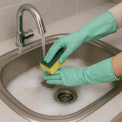 Long Cuff Multipurpose Rubber Cleaning Gloves (1 Pair, Mix Color)