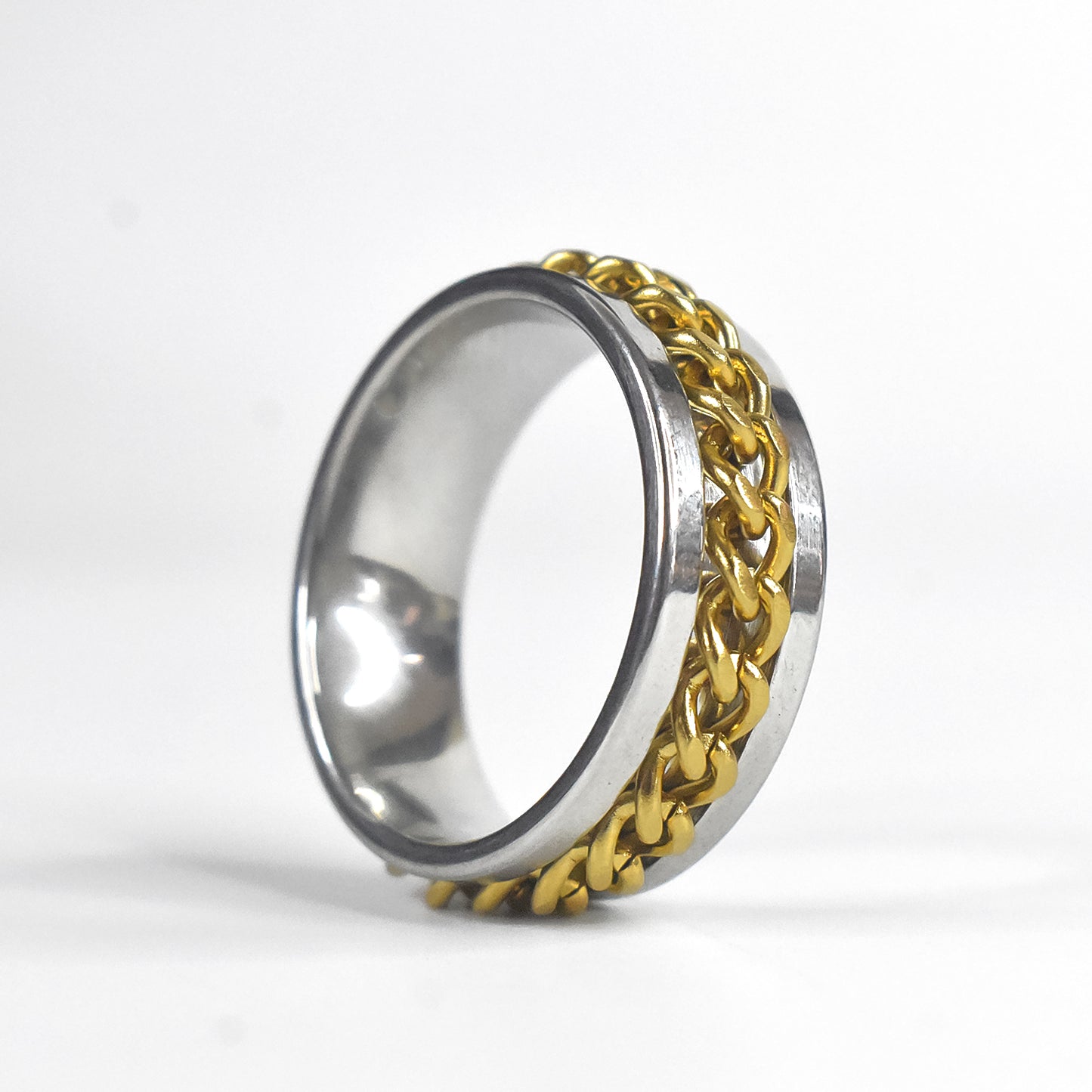 Stainless Steel Golden Chain Rings for Men