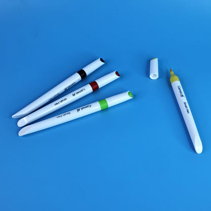 Camel Brush Pens – 6 Vibrant Shades (Flexible Tip for Watercolor Effects, Lettering & Sketching)