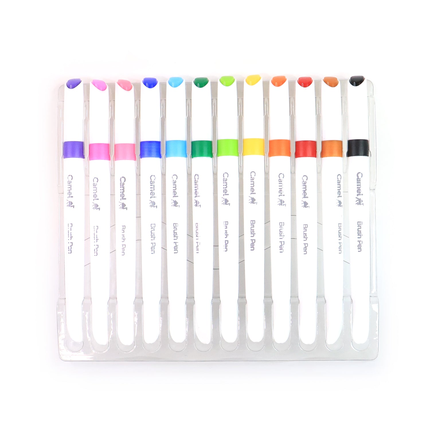 Camel Brush Pens – 12 Vibrant Shades (Flexible Tip for Watercolor Effects, Lettering & Sketching)