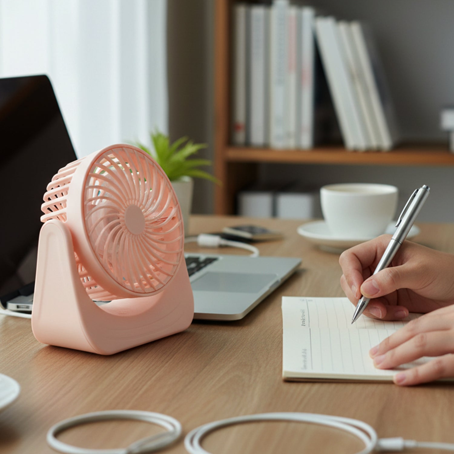 Mini desk fan side angle image