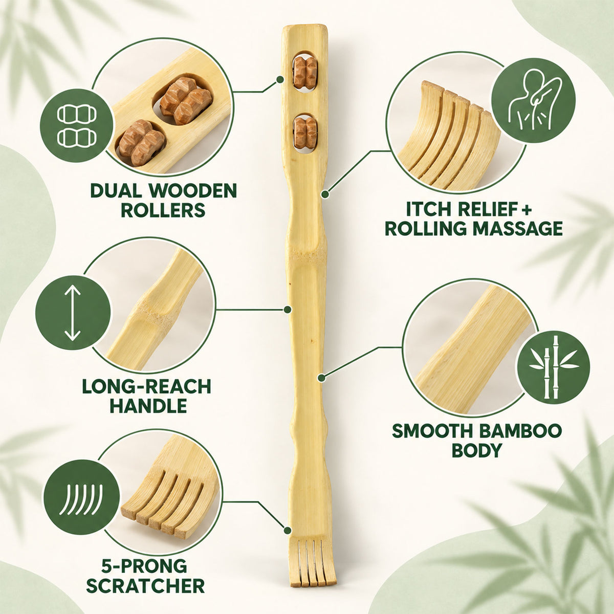Wooden Back Massager Stick – Effective Muscle & Stress Relief