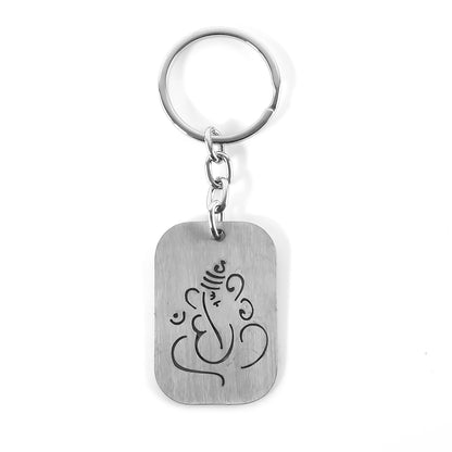 Auspicious Ganesh Cut-Out Metal Keychain - (1 Pc)