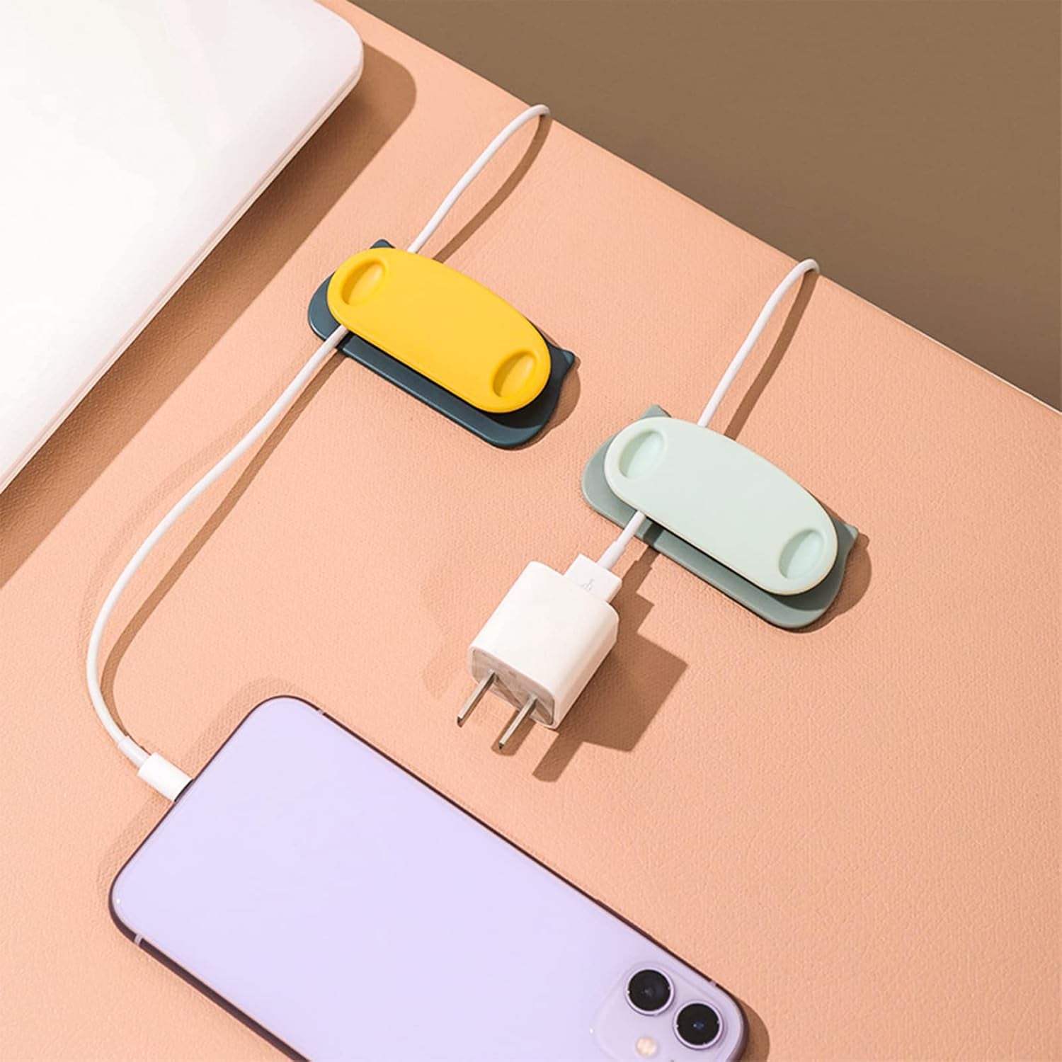 Pig Plug Wire Organizer Cable Holder Clips with Self-Adhesive Pad (4 Pcs Set)