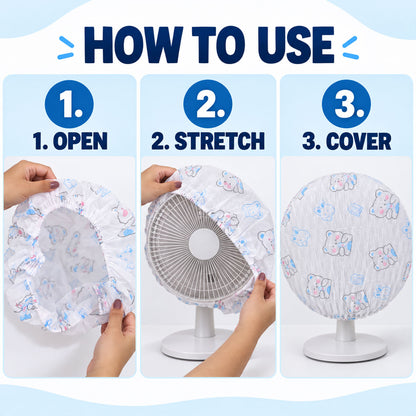 Elastic Fan Dust Covers Set with Cartoon Print for Table Fans (10 Pc)