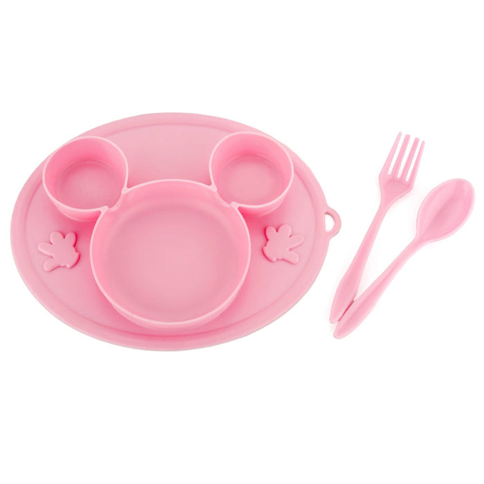5209 Silicon Micky Plate And 1 Spoon & 1 Fork Card Packing ( 1 Pc Product)