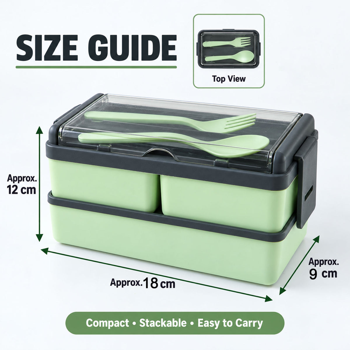 Design details of plastic 2layer lunch box.