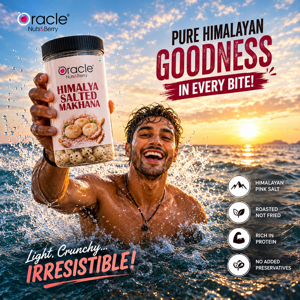 Himalayan Salted Makhana Premium Roasted Fox Nuts with Real Pink Salt Taste (75g)