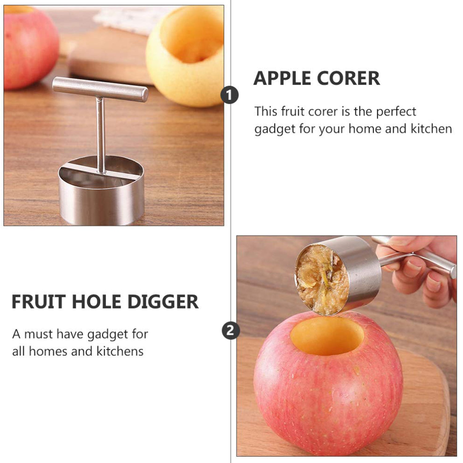 Corer Pear Core Separator Vegetable Core Remover Seeder Cutter Pitter Fruit Hole Remover Coring Tool (1 Pc)