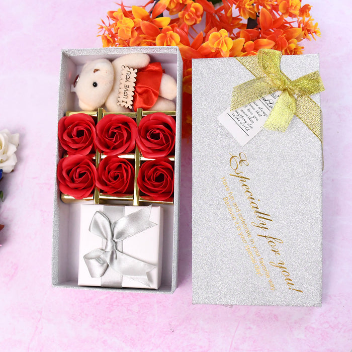 Valentine Day Gift Set Scented Rose Flowers Pack with Teddy