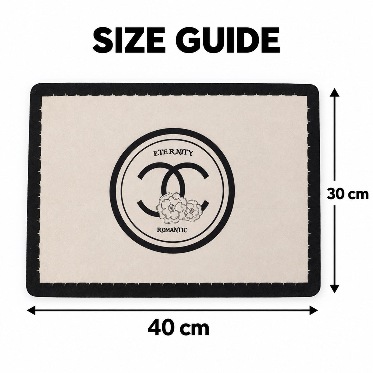 Black and Cream Bath Mat, Soft Textured Absorbent Floor Rug (1 Pc, 40x30 Cm)