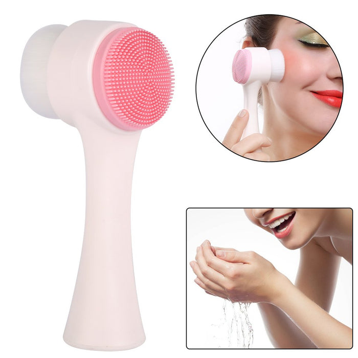 12955 2 in 1 Facial Brush Cleansing | Manual Face Scrubber | Silicone Double-Sided Face Wash Brush for Sensitive, Delicate, Dry Skin (1 Pc)