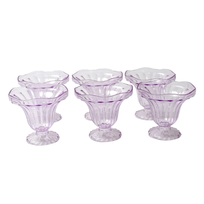 8216 Crystal Plastic Ice-Cream Bowl, Home & Kitchen Serving Platter or Dessert Cup for Sundae, Sweets, Snacks, Fruit, Pudding, Nuts or Dip, Serving Bowls (Crystal Cups, Set of 6)