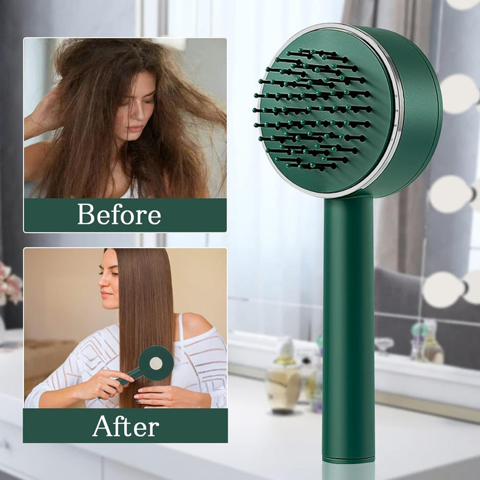 6034﻿ Air Cushion Massage Brush, Airbag Massage Comb with Long Handle, Self-Cleaning Hair Brush, Detangling Anti-Static for All Hair