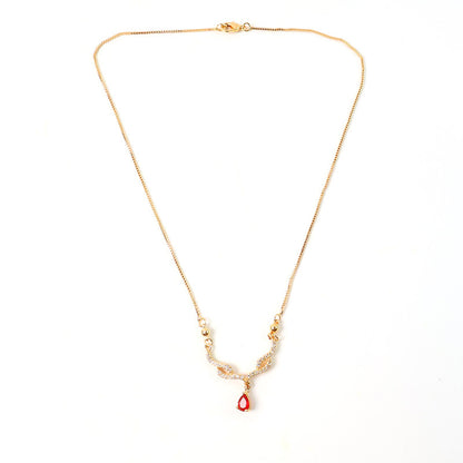 Ruby Drop Crystal Pendant Necklace for Women