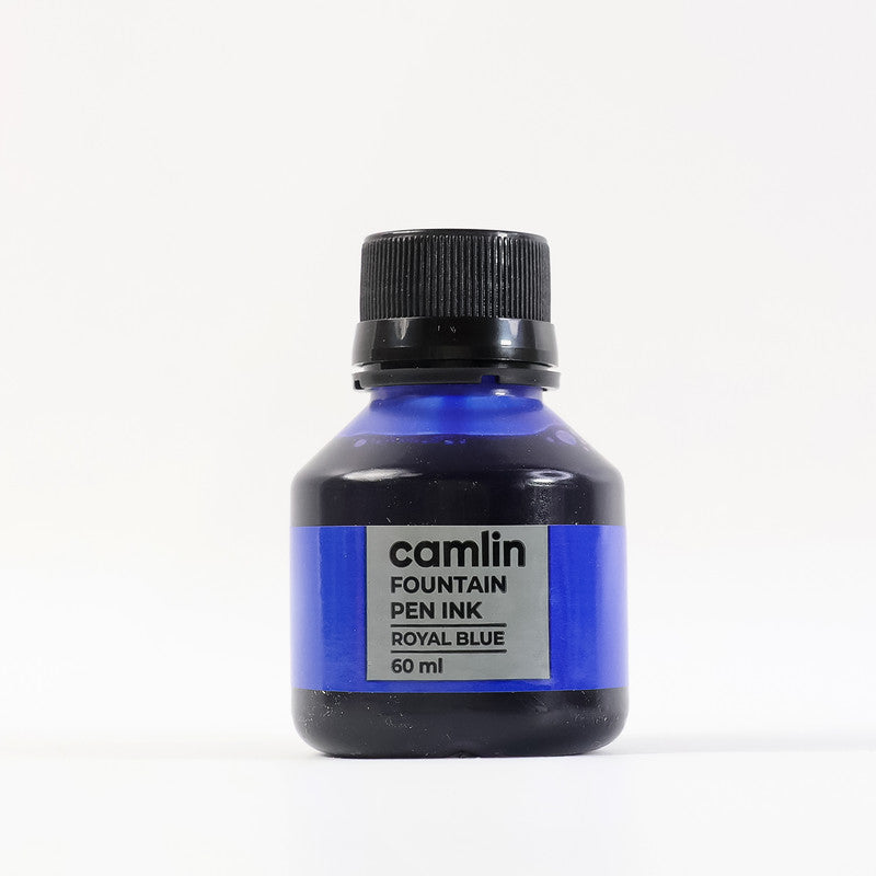 Camlin Fountain Pen Ink – Smooth Writing Royal Blue Ink for All Fountain Pens (60 ml Bottle)