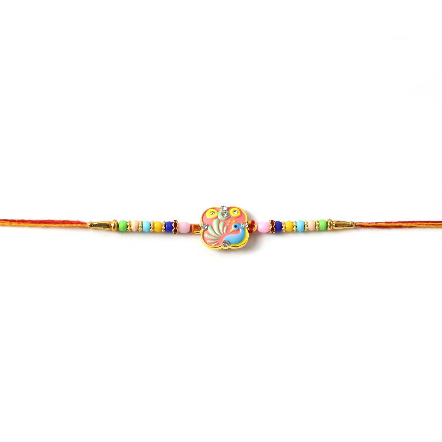 Colorful Peacock Design Rakhi with Decorative Beads (1 Pc)