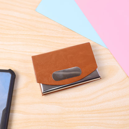 Leather & Stainless-Steel Business Card Holder (1 Pc)
