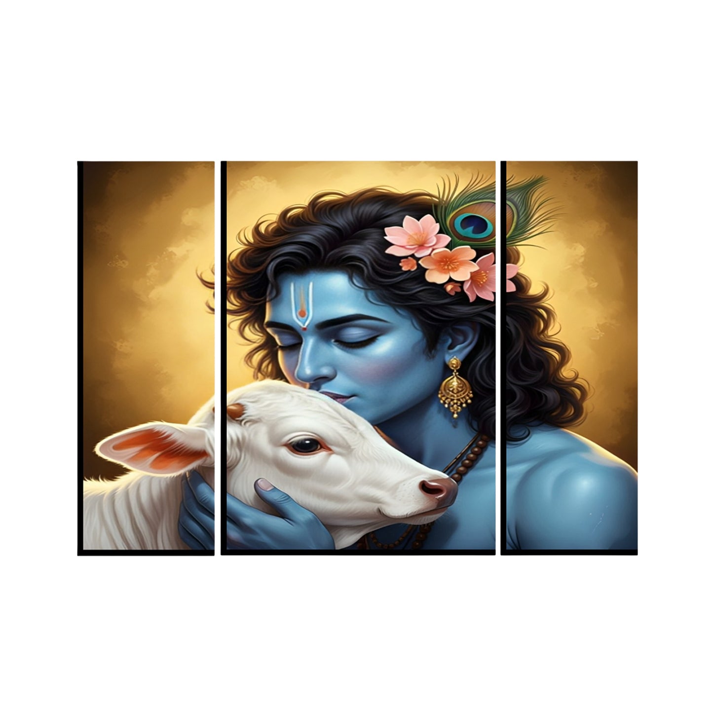 Krishna cow spiritual wall decor