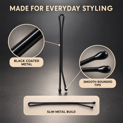 Metal Hair Pins with Rounded Tips for Bun Updo and Everyday Hair Styling (48 Pc)