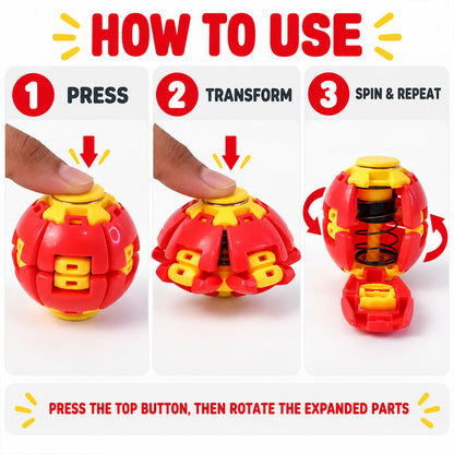 Transforming Spinner Flat Ball Toy with 360 Degree Spin for Kids and Desk Play