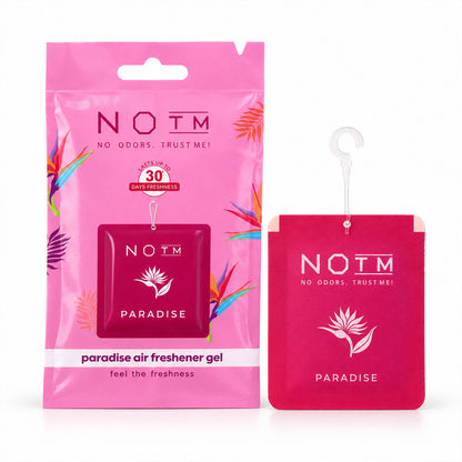 Detailed view of paradise hanging air freshener.