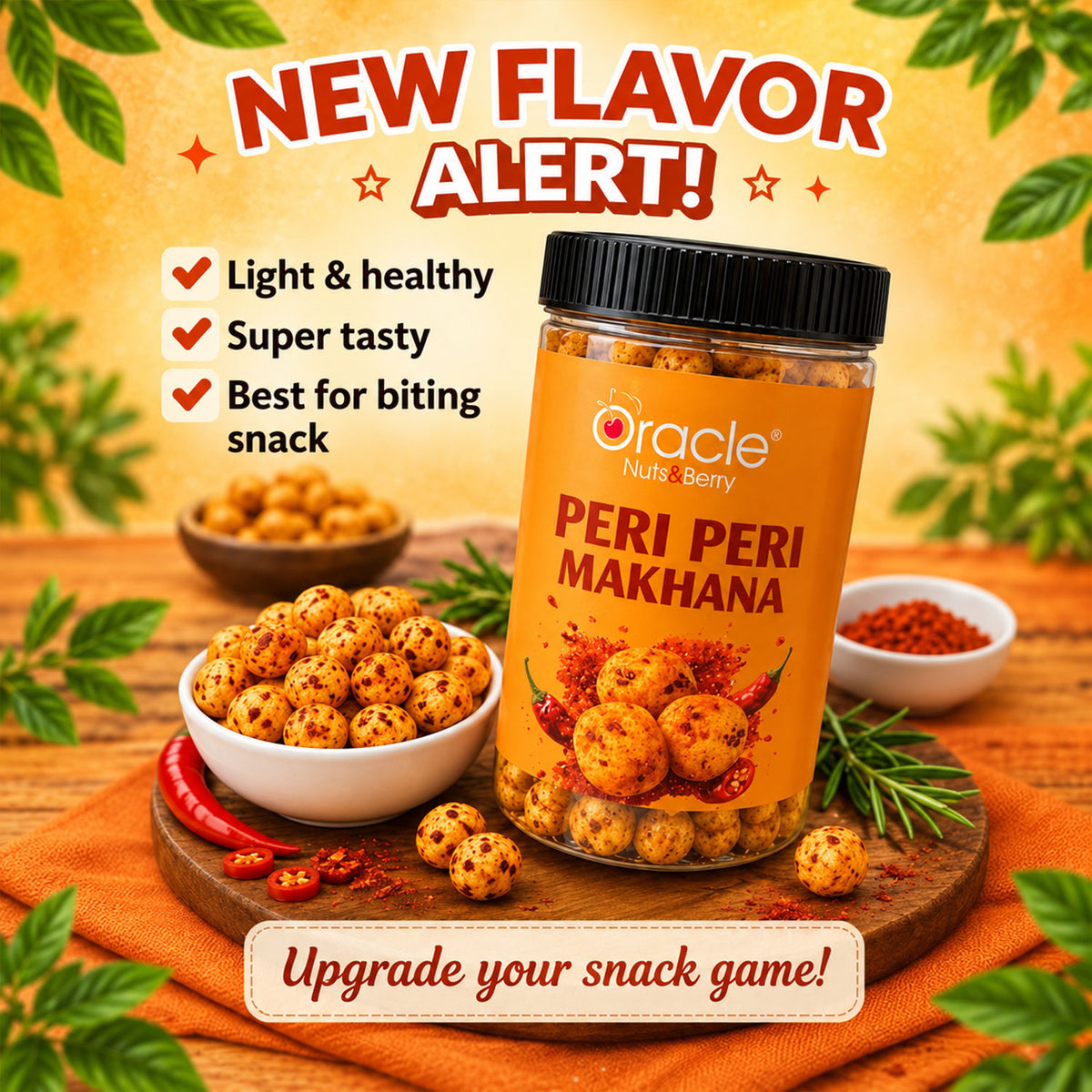 Peri Peri Makhana Premium Spicy Roasted Crunchy Fox Nuts Real Bold Tasty Spices (75g)