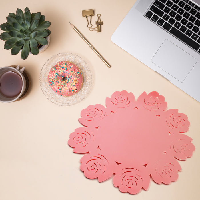 Multifunctional Placemat: Plate & Cup Mat in One (Rose/Circular)