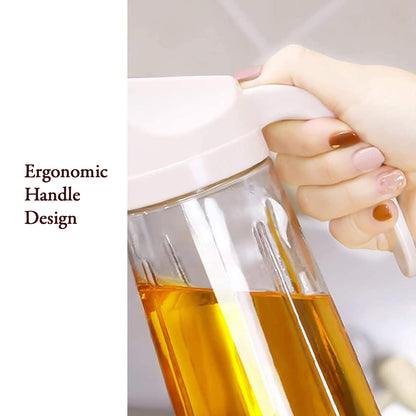 Kitchen Glass Oil Bottle Dispenser Automatic Opening Closing Home Bottles For Oil And Vinegar Honey Olive Oil Container (630ml)