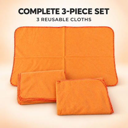Orange Cotton Multipurpose Duster Cloth for Car and Home (3 Pc, 48 x 74 Cm)