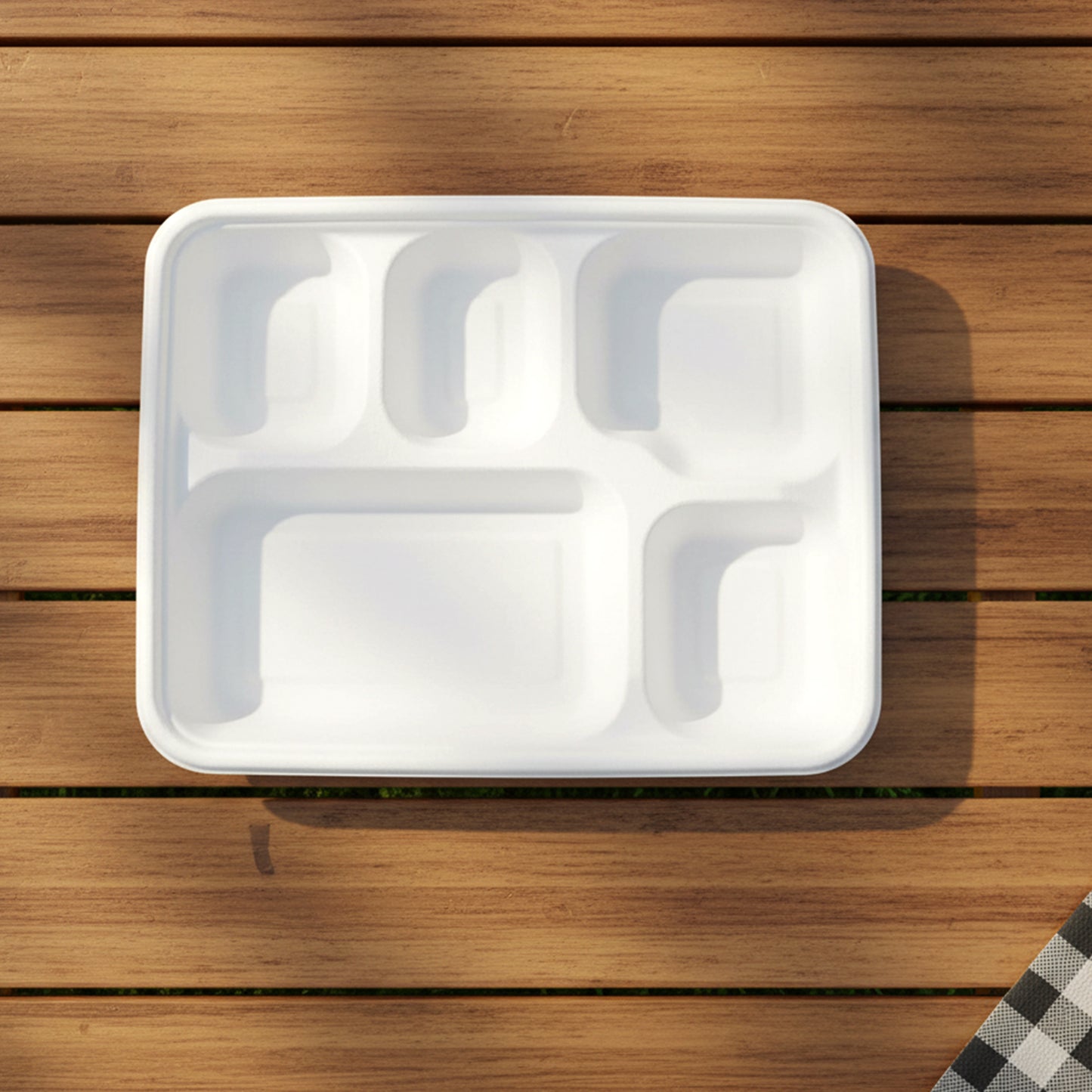 Vegnar 5 Compartment Compostable Bagasse Meal Tray 10 Pcs Set