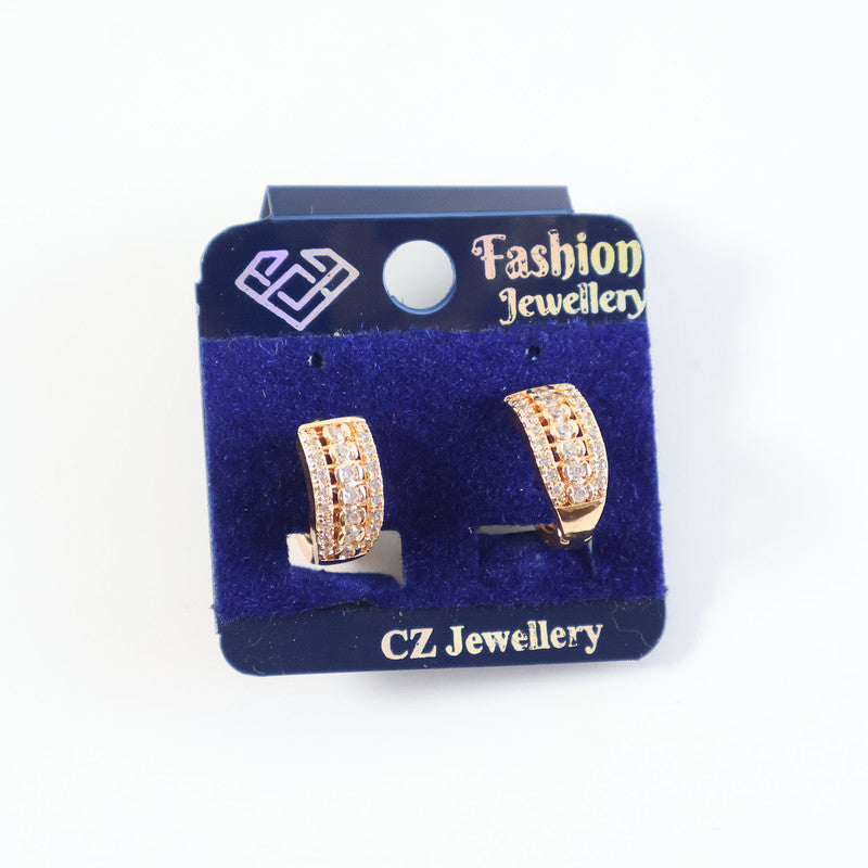 Elegant Gold-Plated Double Row CZ Hoop Earrings for Women