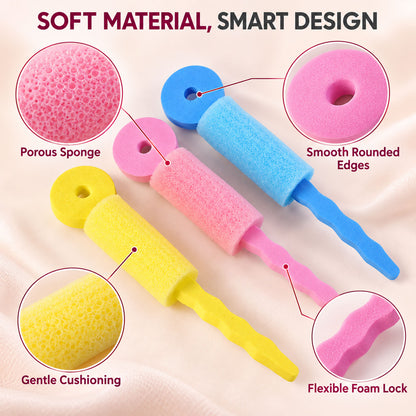 Heatless Foam Hair Rollers, Soft Bendable Hair Curlers Accessory (3 Pc Set)