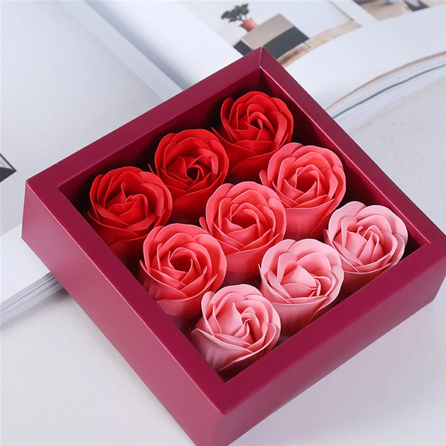 9 Pc Rose Flower Bath Soap (9 Pcs Set)