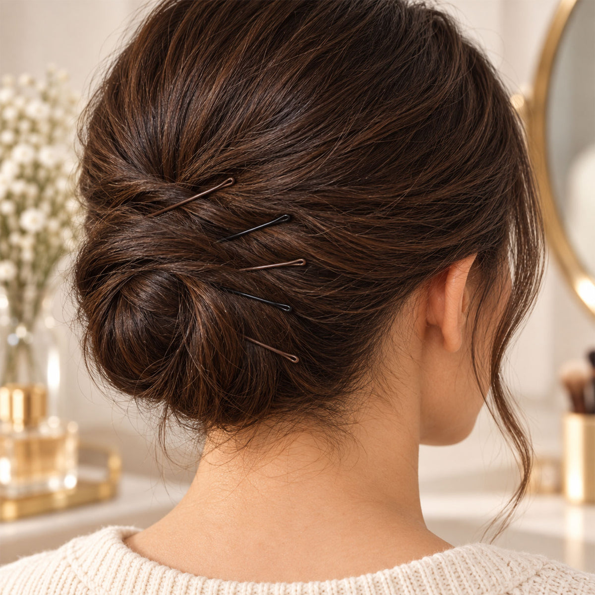 Metal Hair Pins with Rounded Tips for Bun Updo and Everyday Hair Styling (24 Pc)
