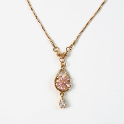 Elegant Pink Flower Pendant Necklace for Women