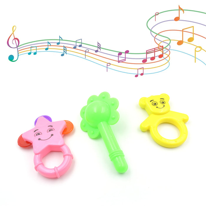 4372 New Born Babies with Attractive Colors and Khanjari Rattle, Musical Gallery Khanjari Musical Instrument Toy Baby Play Toy Fun Return Gift for Kids Birthday (3 Pc Set)