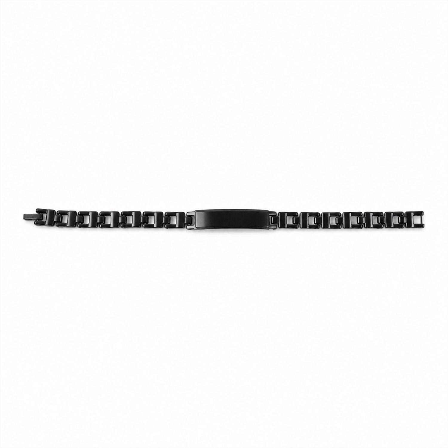 Customized Name Bracelet Black Stainless Steel Engraved Link Chain (1 Pc)