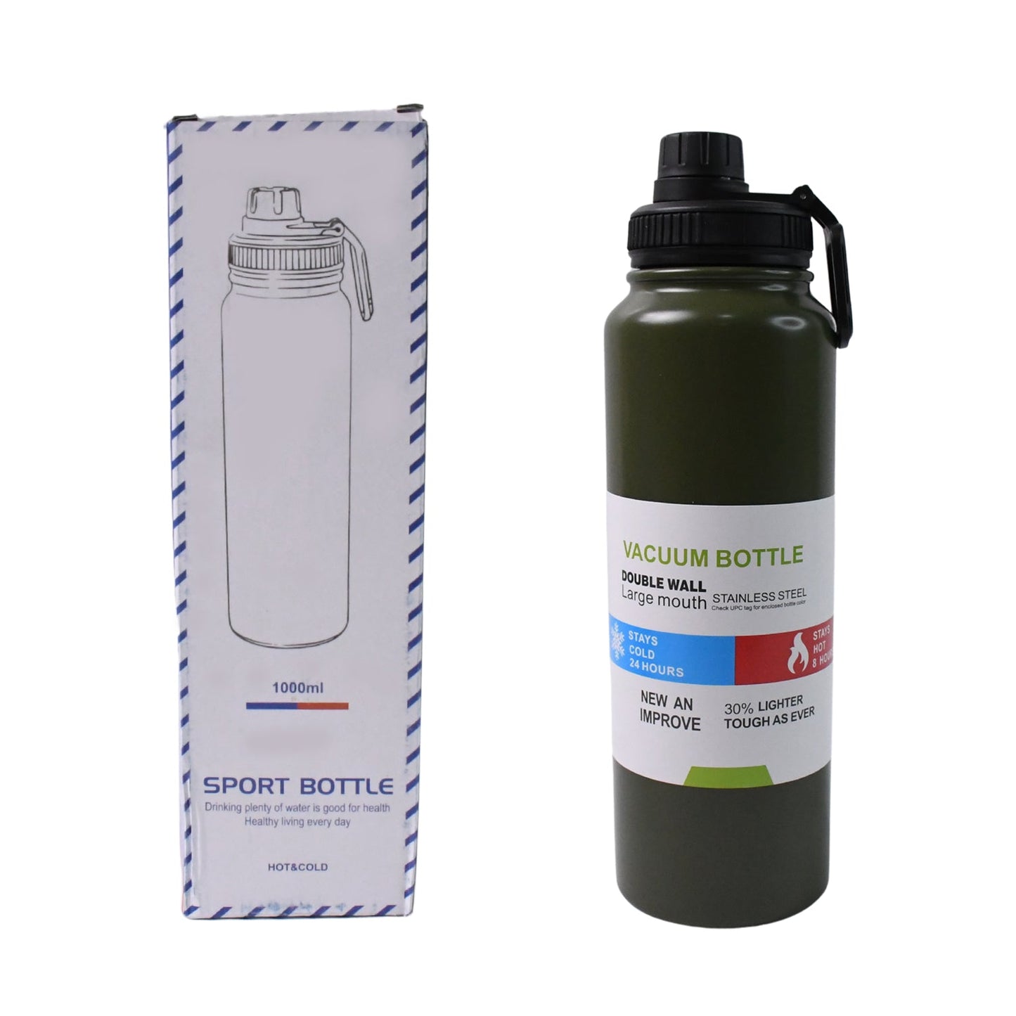 Customize Stainless Steel Double Wall Vacuum-Insulated Drink Water Bottle (1000 ML / Mix Color)