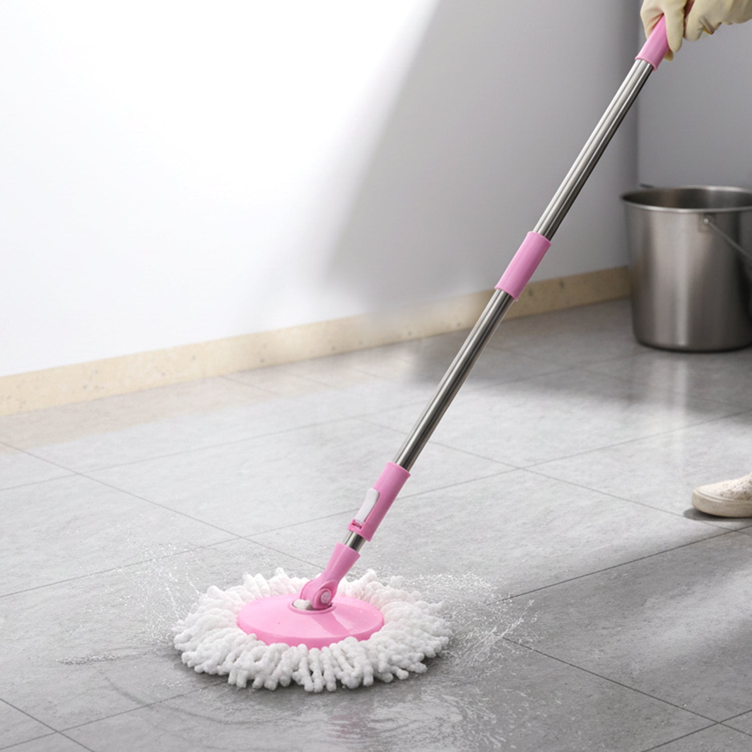 Quick Spin Mop With Steel Spin, Bucket Floor Cleaning, Easy Wheels & Big Bucket, Floor Cleaning Mop with Bucket