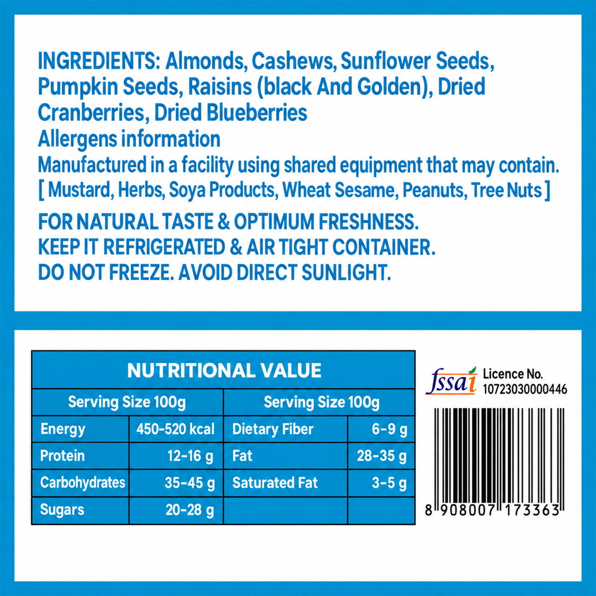 Power Punch Mix Premium Nuts Berries and Dry Fruits Healthy Snack Mix Jar (150g)