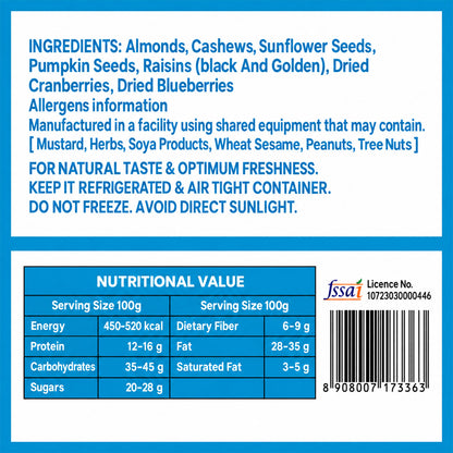 Power Punch Mix Premium Nuts Berries and Dry Fruits Healthy Snack Mix Jar (150g)